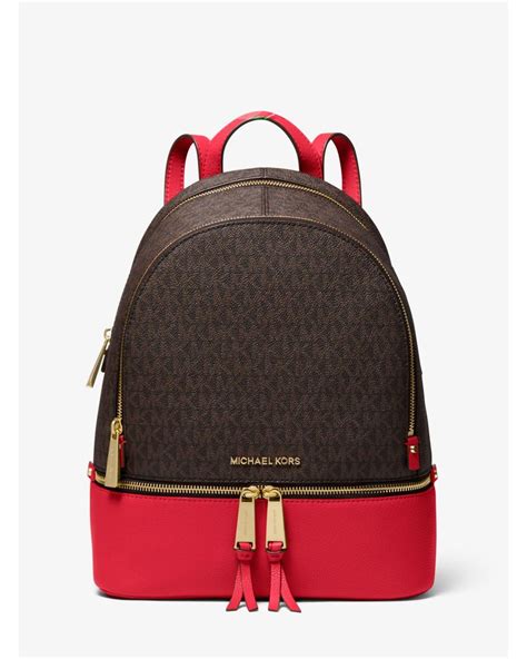 michael kors red rhea medium pebbled and snake-embossed leather backpack|Amazon.com: Michael Kors Rhea Medium Backpack.